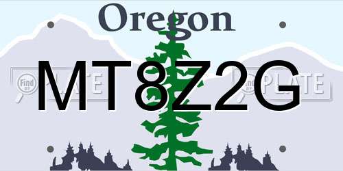 MT8Z2G Oregon License Plate