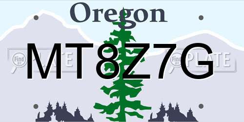 MT8Z7G Oregon License Plate