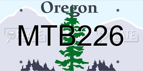 MTB226 Oregon License Plate