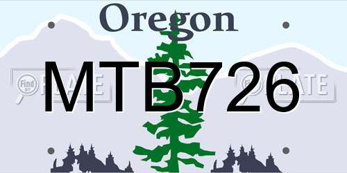 MTB726 Oregon License Plate