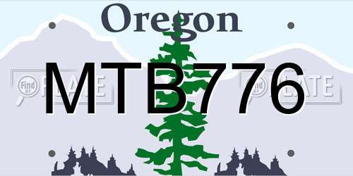 MTB776 Oregon License Plate
