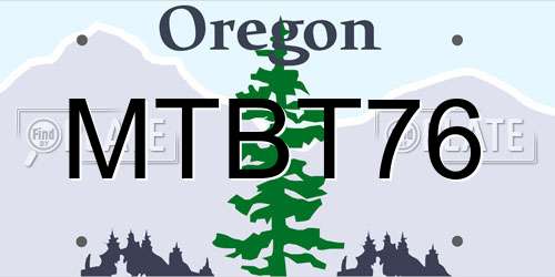 MTBT76 Oregon License Plate