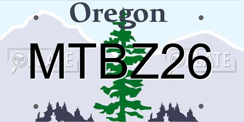 MTBZ26 Oregon License Plate