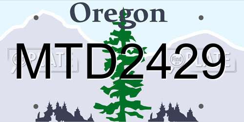 MTD2429 Oregon License Plate