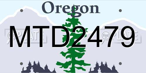 MTD2479 Oregon License Plate