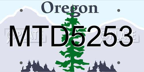 MTD5253 Oregon License Plate