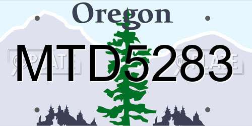 MTD5283 Oregon License Plate