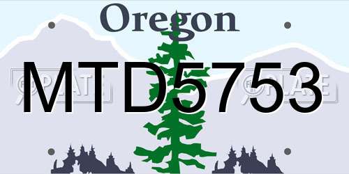 MTD5753 Oregon License Plate