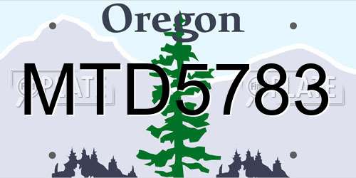 MTD5783 Oregon License Plate