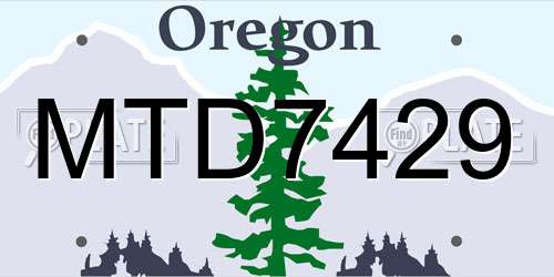 MTD7429 Oregon License Plate