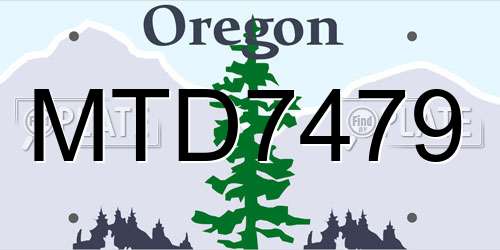 MTD7479 Oregon License Plate