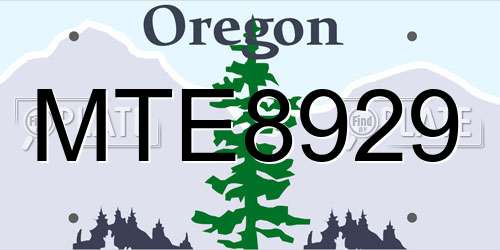 MTE8929 Oregon License Plate