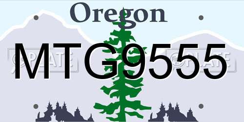 MTG9555 Oregon License Plate