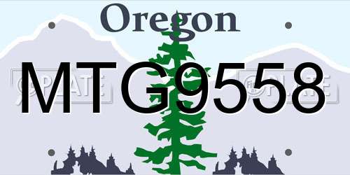 MTG9558 Oregon License Plate