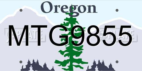 MTG9855 Oregon License Plate