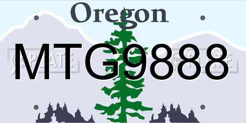 MTG9888 Oregon License Plate