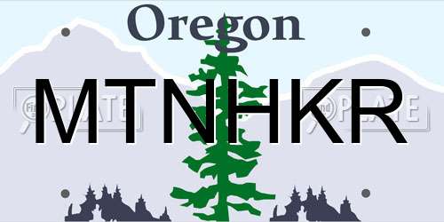 MTNHKR Oregon License Plate