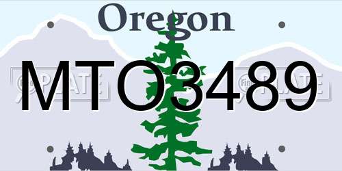 MTO3489 Oregon License Plate