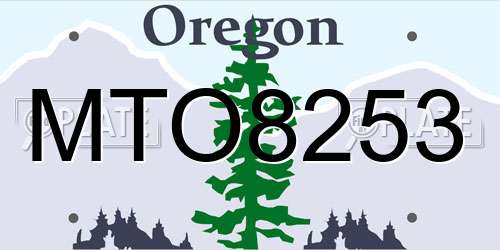 MTO8253 Oregon License Plate