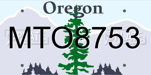 MTO8753 Oregon License Plate