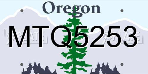 MTQ5253 Oregon License Plate