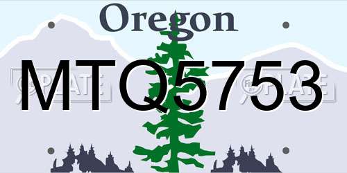 MTQ5753 Oregon License Plate