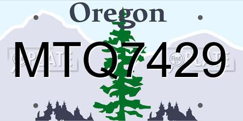 MTQ7429 Oregon License Plate