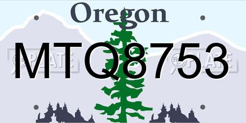 MTQ8753 Oregon License Plate