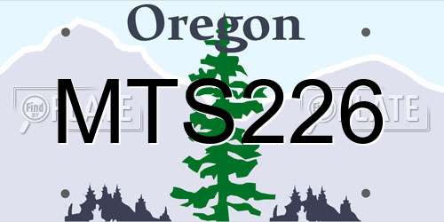 MTS226 Oregon License Plate