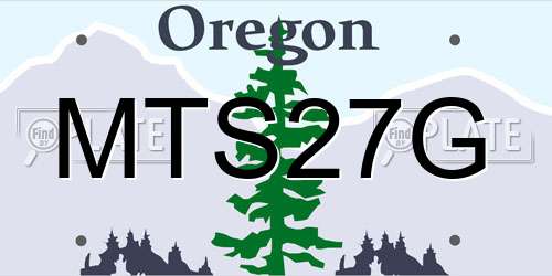MTS27G Oregon License Plate