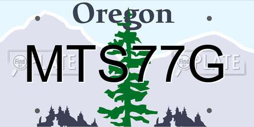 MTS77G Oregon License Plate