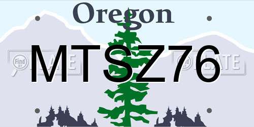 MTSZ76 Oregon License Plate