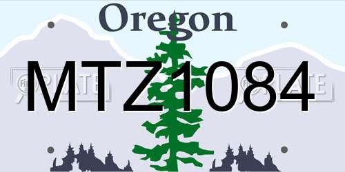MTZ1084 Oregon License Plate