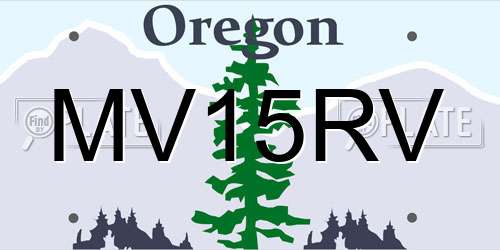 MV15RV Oregon License Plate