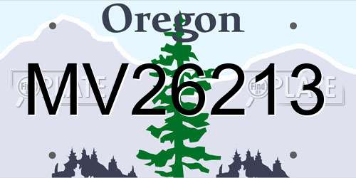 MV26213 Oregon License Plate