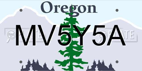 MV5Y5A Oregon License Plate
