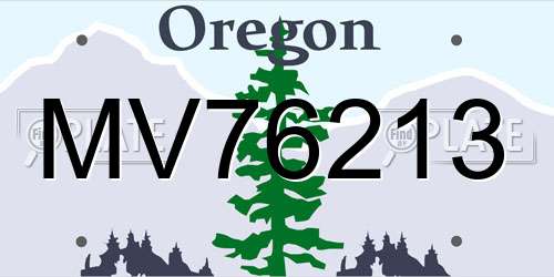 MV76213 Oregon License Plate
