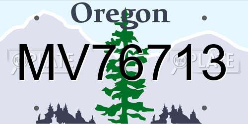 MV76713 Oregon License Plate