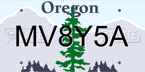 MV8Y5A Oregon License Plate