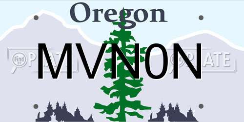 MVN0N Oregon License Plate