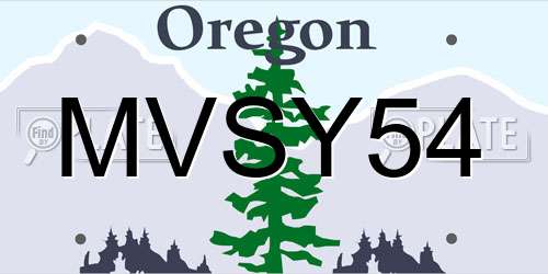 MVSY54 Oregon License Plate