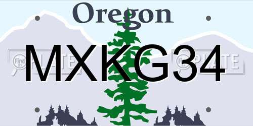 MXKG34 Oregon License Plate