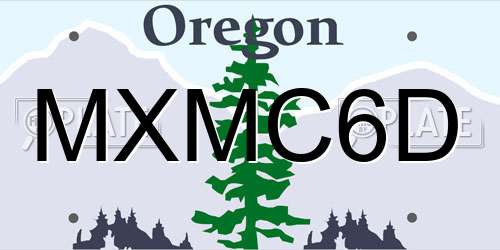 MXMC6D Oregon License Plate
