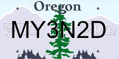MY3N2D Oregon License Plate