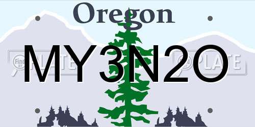 MY3N2O Oregon License Plate