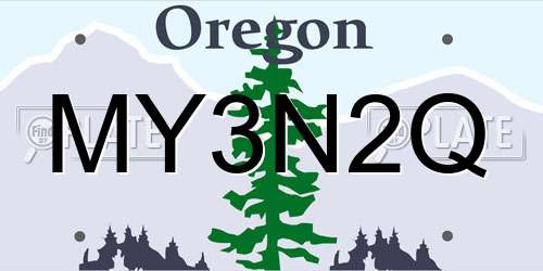 MY3N2Q Oregon License Plate