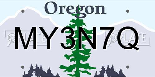 MY3N7Q Oregon License Plate