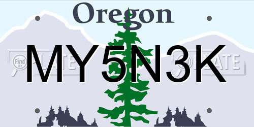 MY5N3K Oregon License Plate