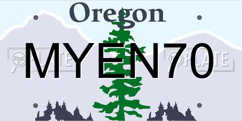 MYEN70 Oregon License Plate