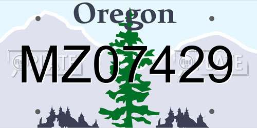 MZ07429 Oregon License Plate